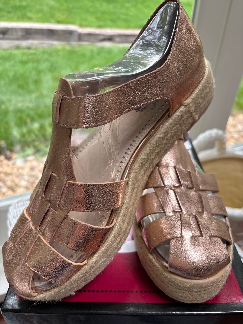 Circus by Sam Edelman Metallic Rose Gold Woven Espadrille Sandals